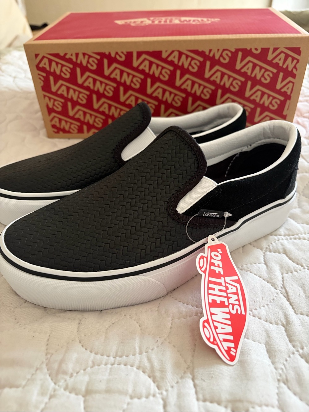 Vans Black Slip-On Loafers with White Sole
